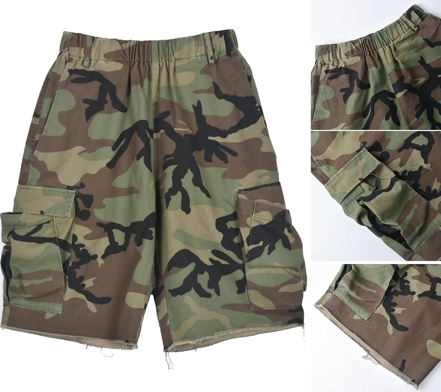 Vakkest Women's Camo Cargo Shorts Casual Trendy High Waisted Summer Joggers Camouflage Print Short Pants with Pockets