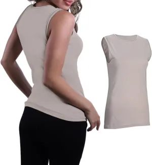 Valair Tank Top for Women, Sleeveless T-Shirt - Crew Neck 100% Cotton Athletic Undershirt, High Neck, Full Shoulder Design