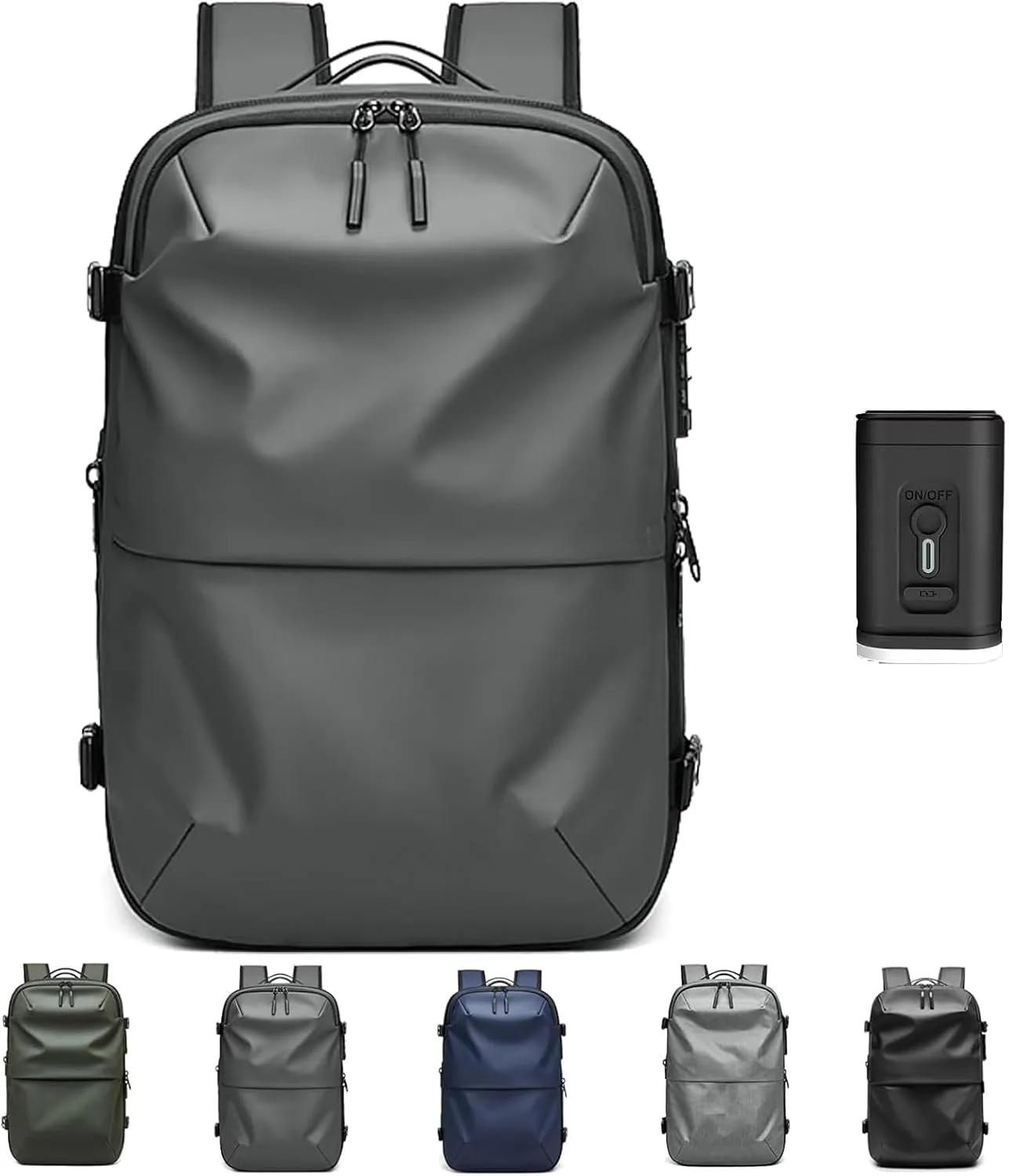 Velouette Mochila De Viaje, Veloussette Prestige Space Bag Vacuum Backpack Travel Anti Theft Lock Expandable Large Capacity (Dark grey, Large)