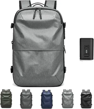 Velouette Mochila De Viaje, Veloussette Prestige Space Bag Vacuum Backpack Travel Anti Theft Lock Expandable Large Capacity (Gray, Large)