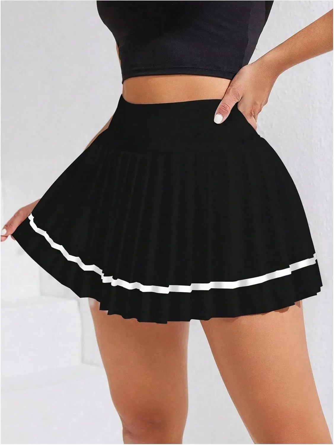 Verdusa Women's Tennis Pleated Athletic Skirts High Waisted Golf Skorts Skirt with Shorts