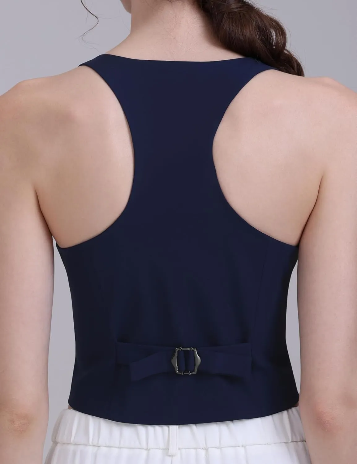 Vest for Women Fashion Crop Vest Tops Womens Waistcoats Racerback V Neck Button Up Slim Fitted Suit Vests