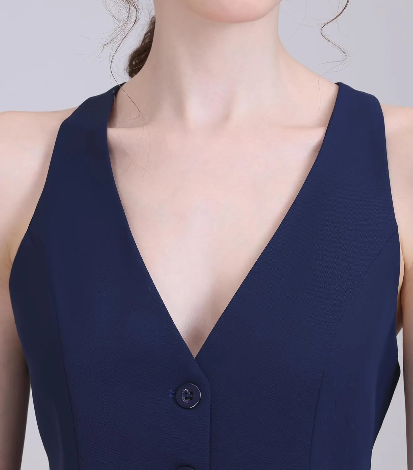 Vest for Women Fashion Crop Vest Tops Womens Waistcoats Racerback V Neck Button Up Slim Fitted Suit Vests