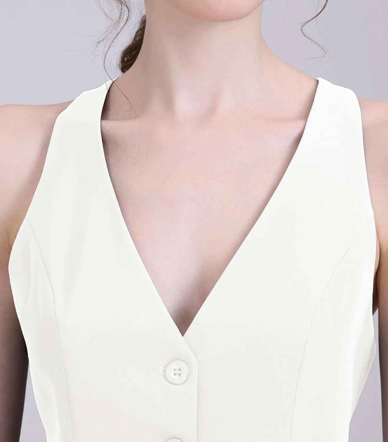 Vest for Women Fashion Crop Vest Tops Womens Waistcoats Racerback V Neck Button Up Slim Fitted Suit Vests