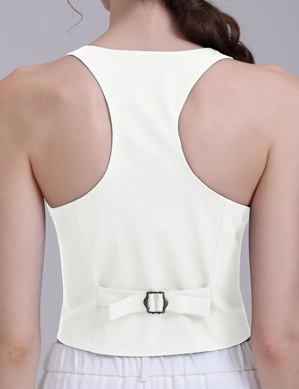 Vest for Women Fashion Crop Vest Tops Womens Waistcoats Racerback V Neck Button Up Slim Fitted Suit Vests