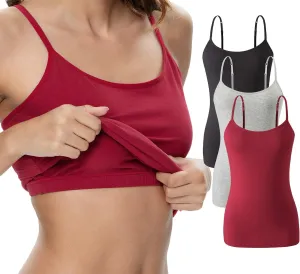 Vislivin Womens Cotton Camisole Adjustable Strap Tank Tops with Shelf Bra Stretch Undershirts