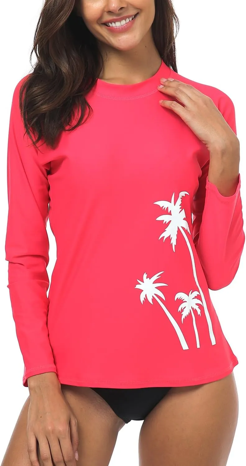 Wetopkim Womens Long Sleeve Rash Guard Swim Shirt Surfing Rashguard Tops Swimwear