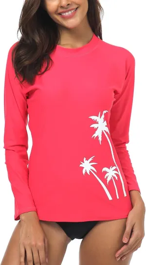 Wetopkim Womens Long Sleeve Rash Guard Swim Shirt Surfing Rashguard Tops Swimwear