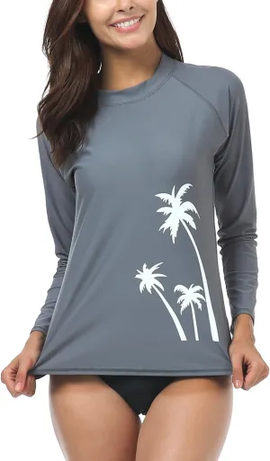 Wetopkim Womens Long Sleeve Rash Guard Swim Shirt Surfing Rashguard Tops Swimwear