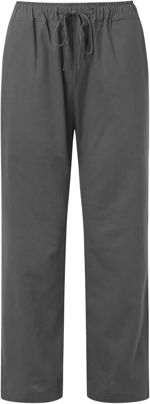 Wide Leg Linen Pants for Women Plus Size Summer Pants Flowy Drawstring Wide Leg Pants High Waisted Palazzo Pant Yoga Trousers