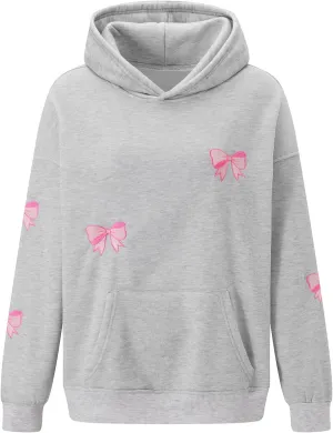 Women Floral Print Preppy Hoodies Y2k Long Sleeve Oversized Sweatshirt Aesthetic Flower Graphic Hooded Pullover Top
