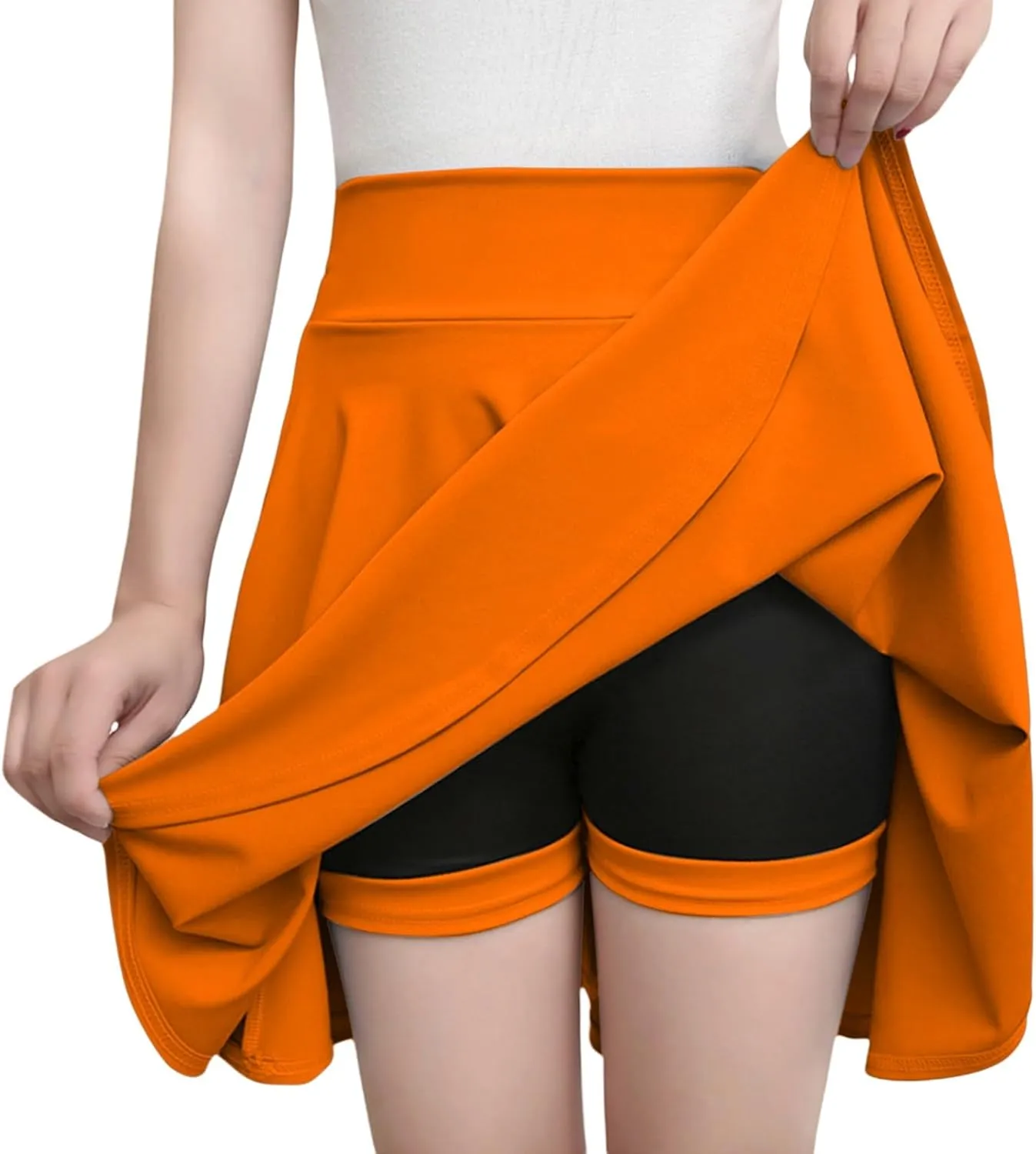 Women Long Skort High Waisted Tummy Control Workout Athletic Midi Pleated Skort for Women Summer Yoga Tennis Golf
