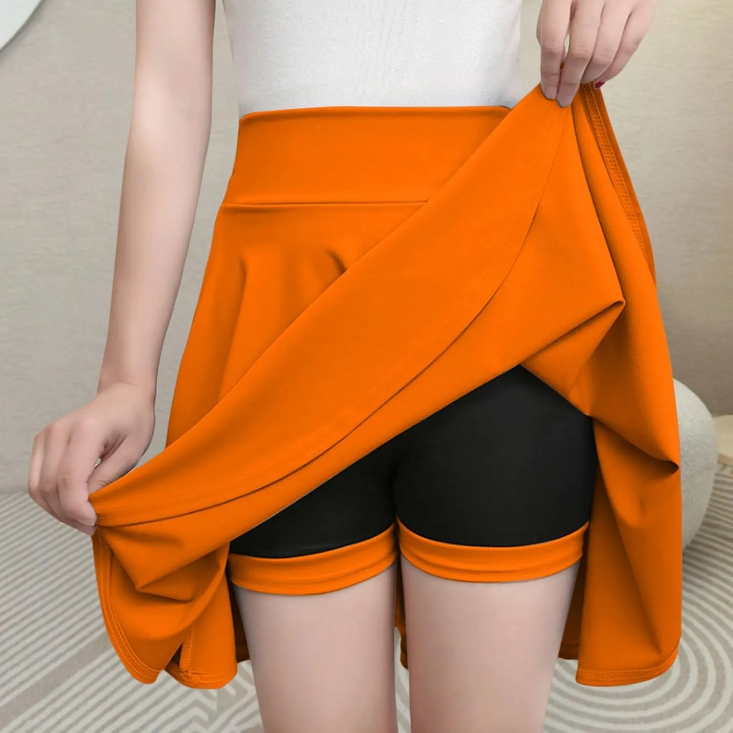 Women Long Skort High Waisted Tummy Control Workout Athletic Midi Pleated Skort for Women Summer Yoga Tennis Golf