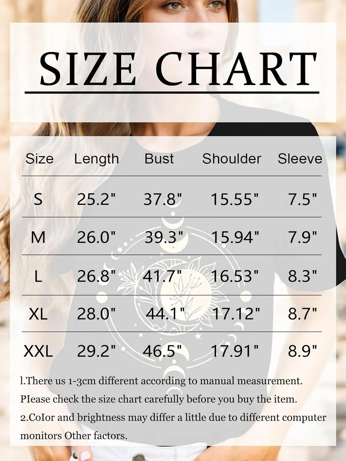 Women Mystical Moon and Sun Flower Shirt Vintage Wildflower T Shirts Boho Graphic Tees Short Sleeve Celestial Moon Tops