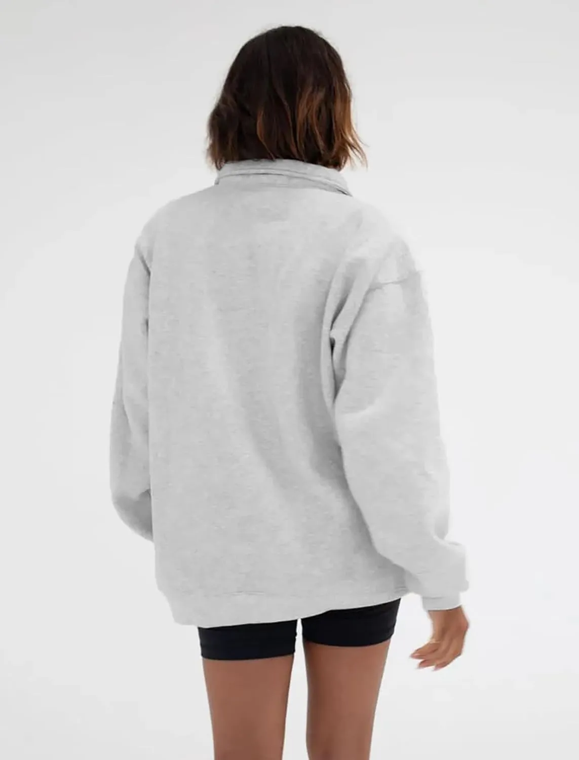 Women Oversized Button Up Lapel Polo Sweatshirt Tops Y2k Baggy Fleece Hoodie Pullover Jumper Teen Fall Clothes