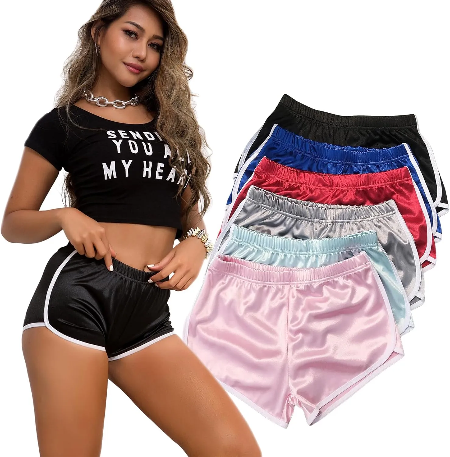 Women Sexy High Waist Elastic Athletic Shorts for Running Yoga