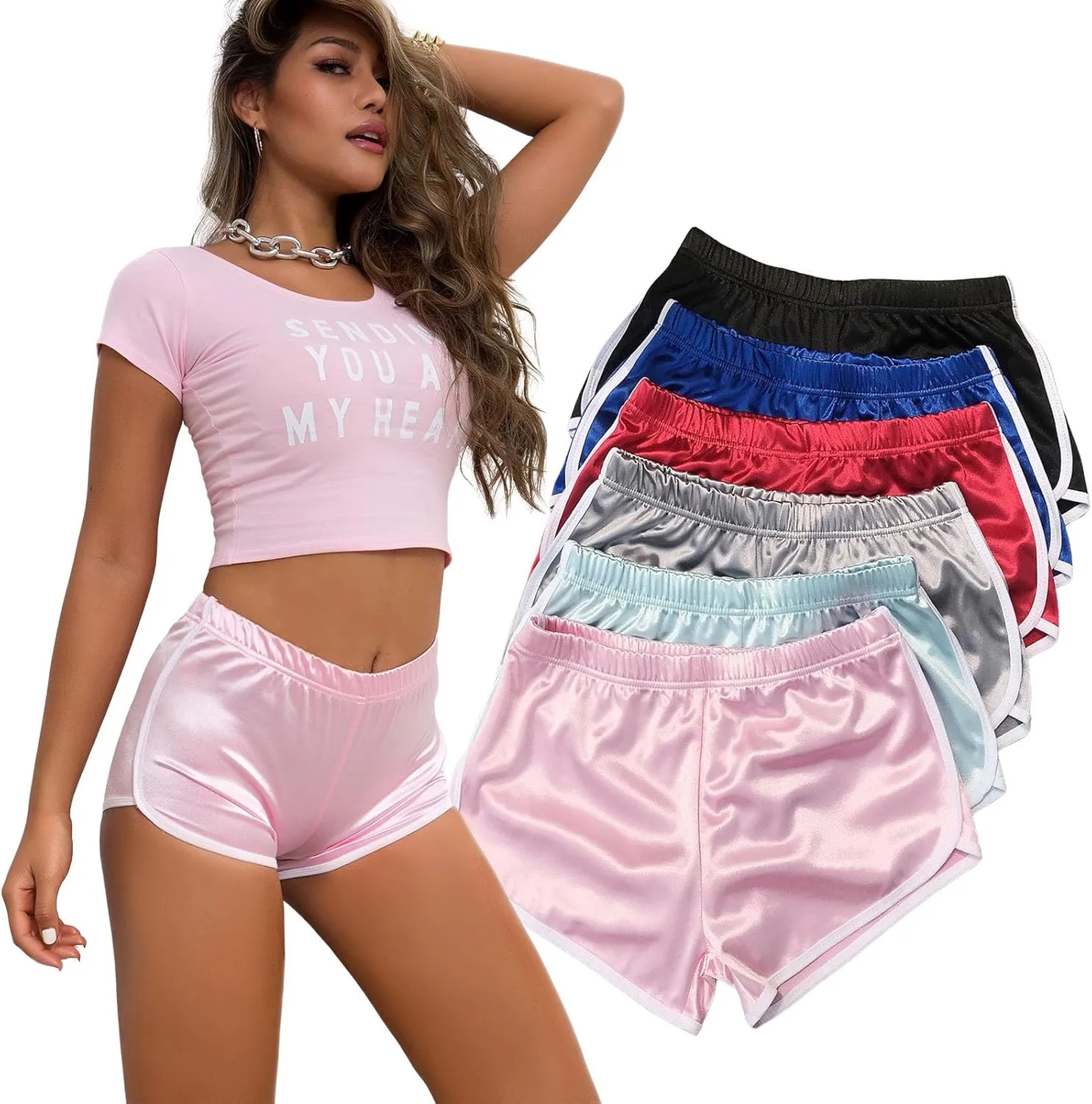Women Sexy High Waist Elastic Athletic Shorts for Running Yoga