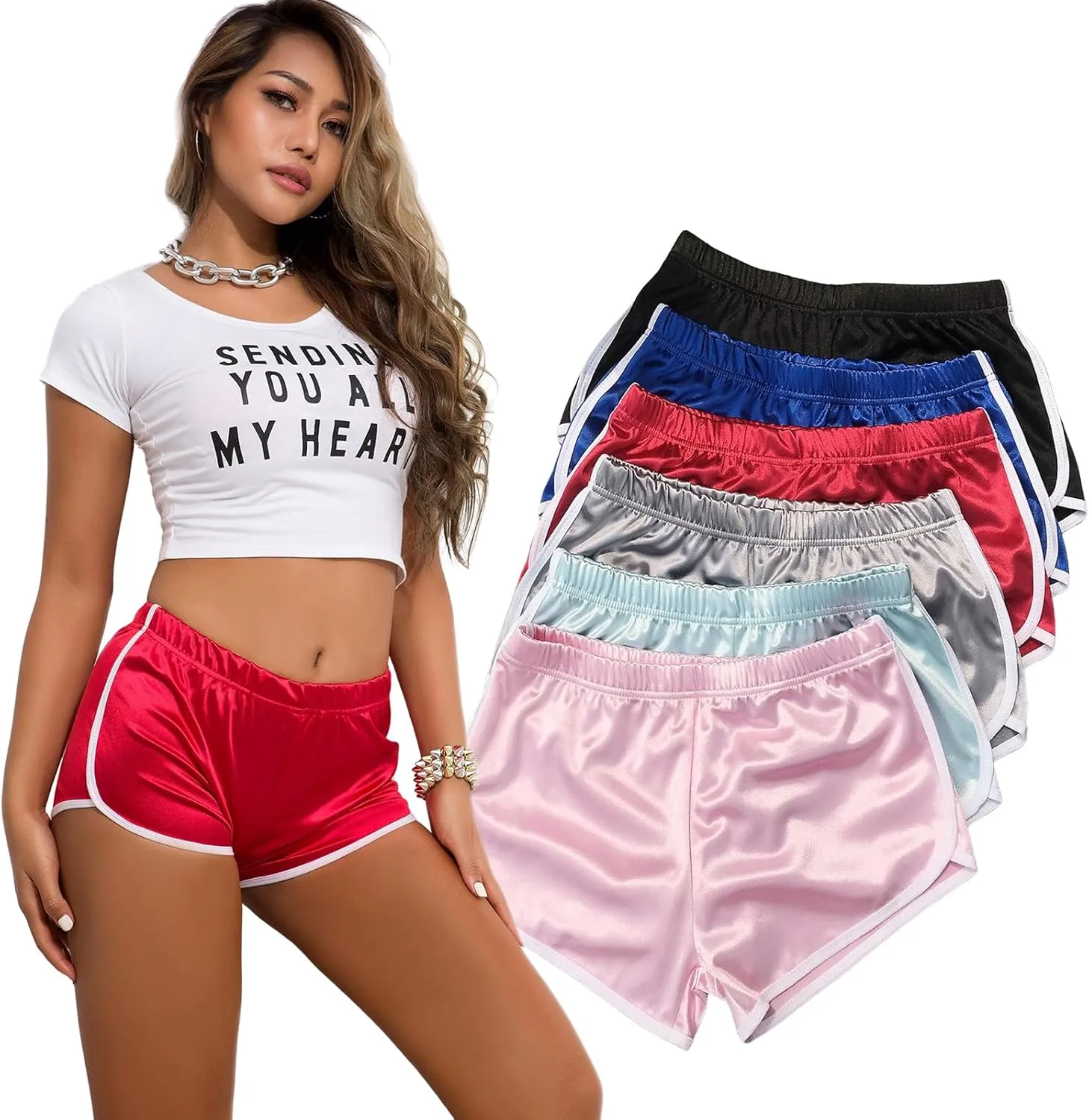 Women Sexy High Waist Elastic Athletic Shorts for Running Yoga