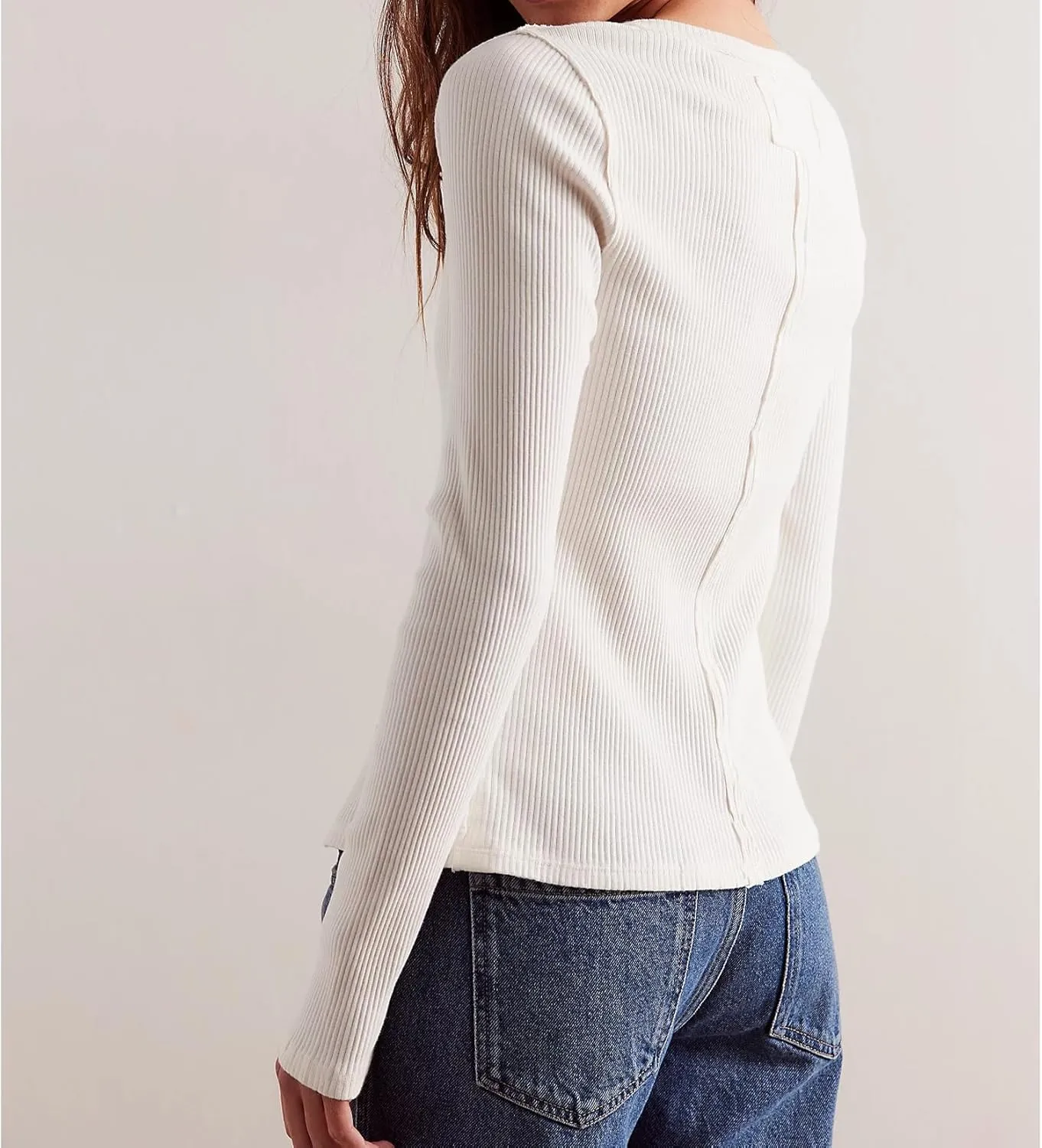 Women Slim Fitted Cardigan Button Down Long Sleeve Ribbed Knit Shirt Y2k Solid Casual Tops