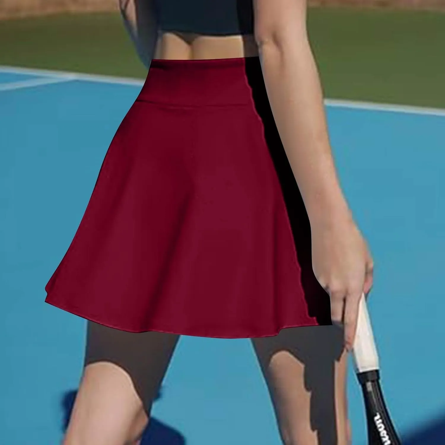 Women Tennis Skirt High Waisted Tummy Control Mini Athletic Skorts with Pockets Casual Flowy Side Slit Golf Skirts
