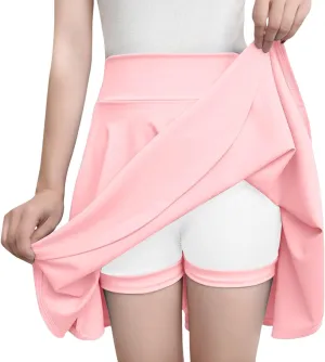 Women Tennis Skirt Pleated Casual Mini High Waist Built-in Shorts Skater Madi Skirts Performance Athletic Skort Dress