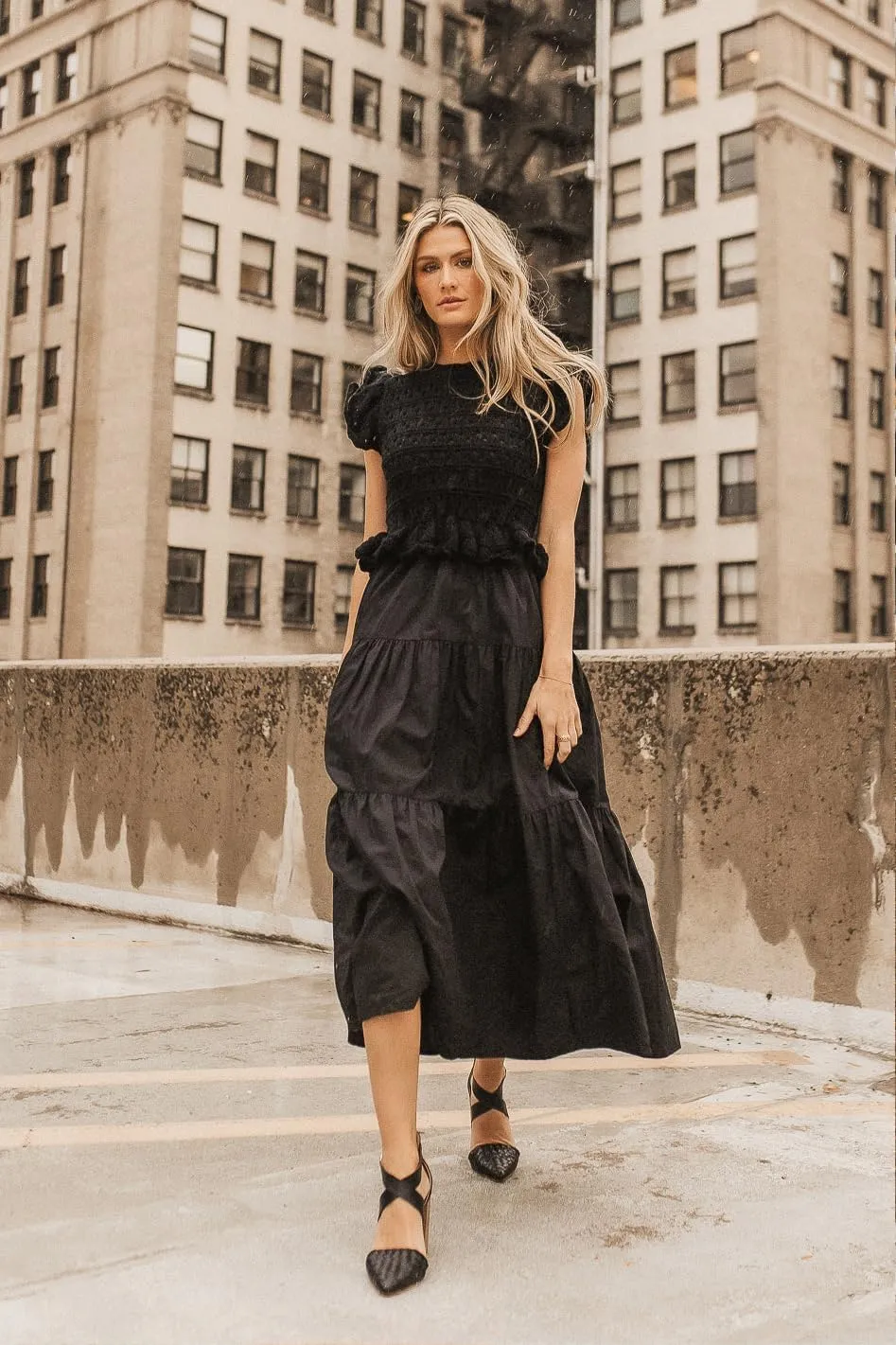 Womens 2025 Summer Causal Ruffle Sleeve Crochet Knit Tops Long Dress for Ladies Fall Trendy Tiered Dress