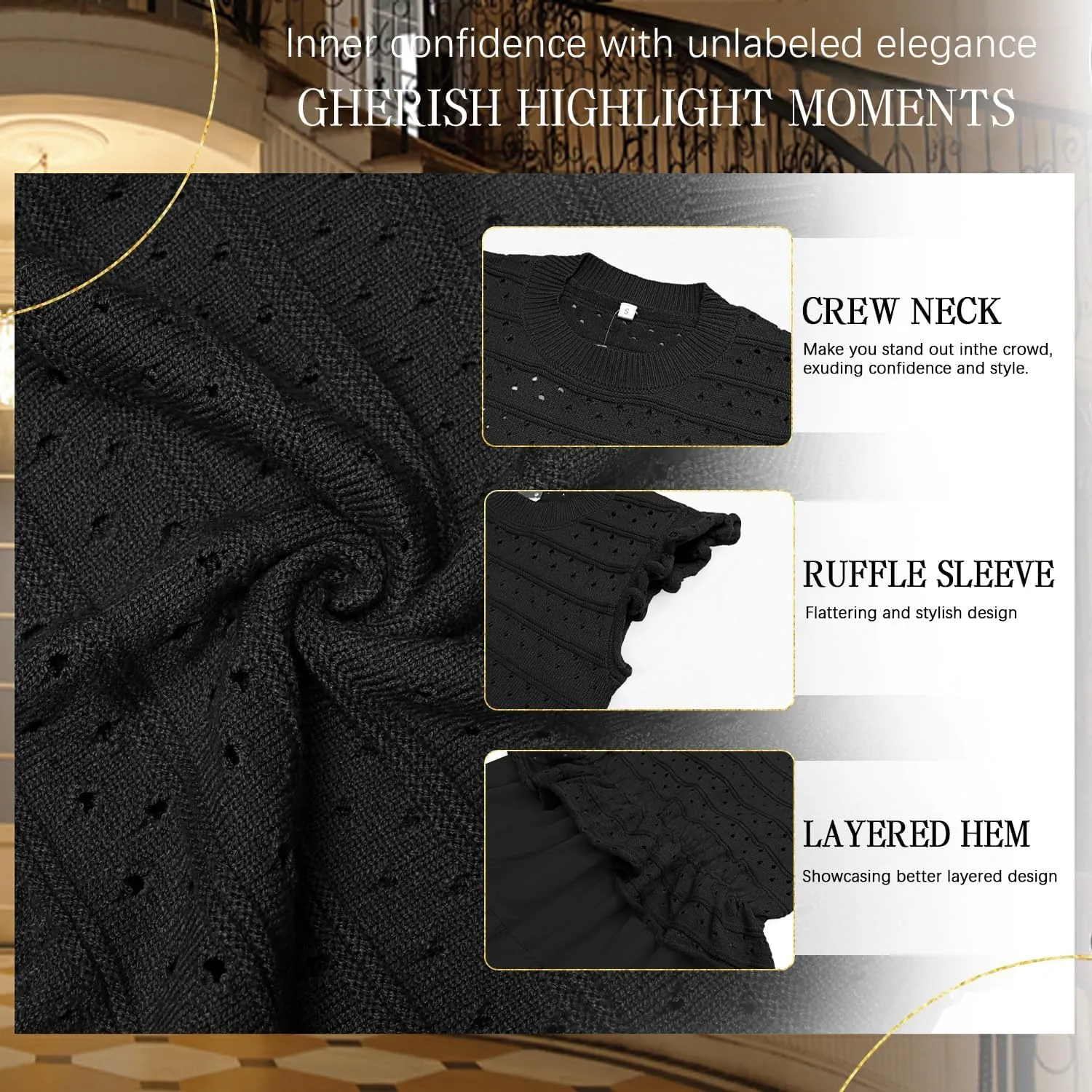 Womens 2025 Summer Causal Ruffle Sleeve Crochet Knit Tops Long Dress for Ladies Fall Trendy Tiered Dress