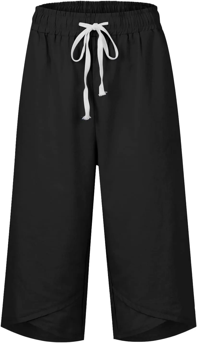 Womens Cotton Linen Palazzo Pants Loose Cotton and Linen Casual Pants Wide Leg Long Lounge Pant Trousers Straight
