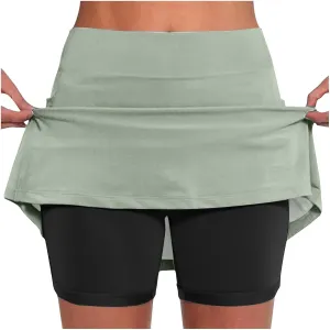 Women's Golf Skorts Color Block Skirt with Built-in Shorts Summer Tennis Athletic Skort Vacation Running Clothes 2025