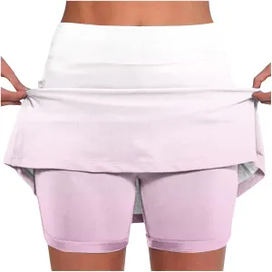 Womens Golf Skorts High Waist Athletic Skirt with Shorts Fashion Gradient Yoga Skirts Pants Summer Running Clothes