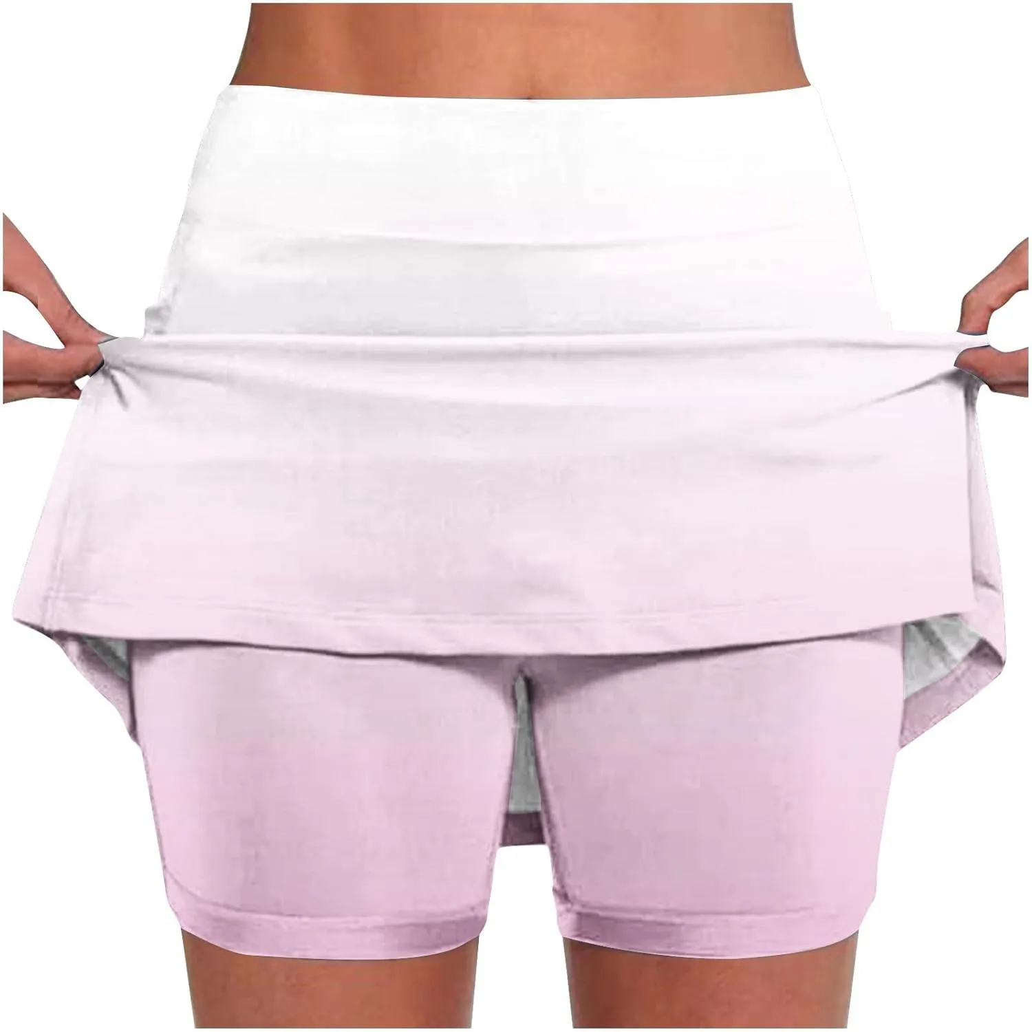 Womens Golf Skorts High Waist Athletic Skirt with Shorts Fashion Gradient Yoga Skirts Pants Summer Running Clothes
