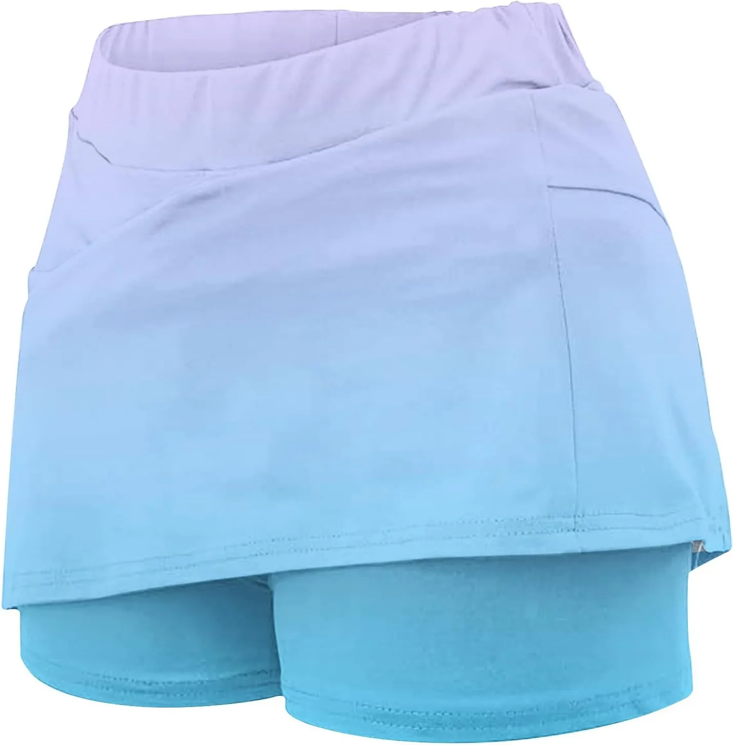 Womens Golf Skorts High Waist Athletic Skirt with Shorts Fashion Gradient Yoga Skirts Pants Summer Running Clothes