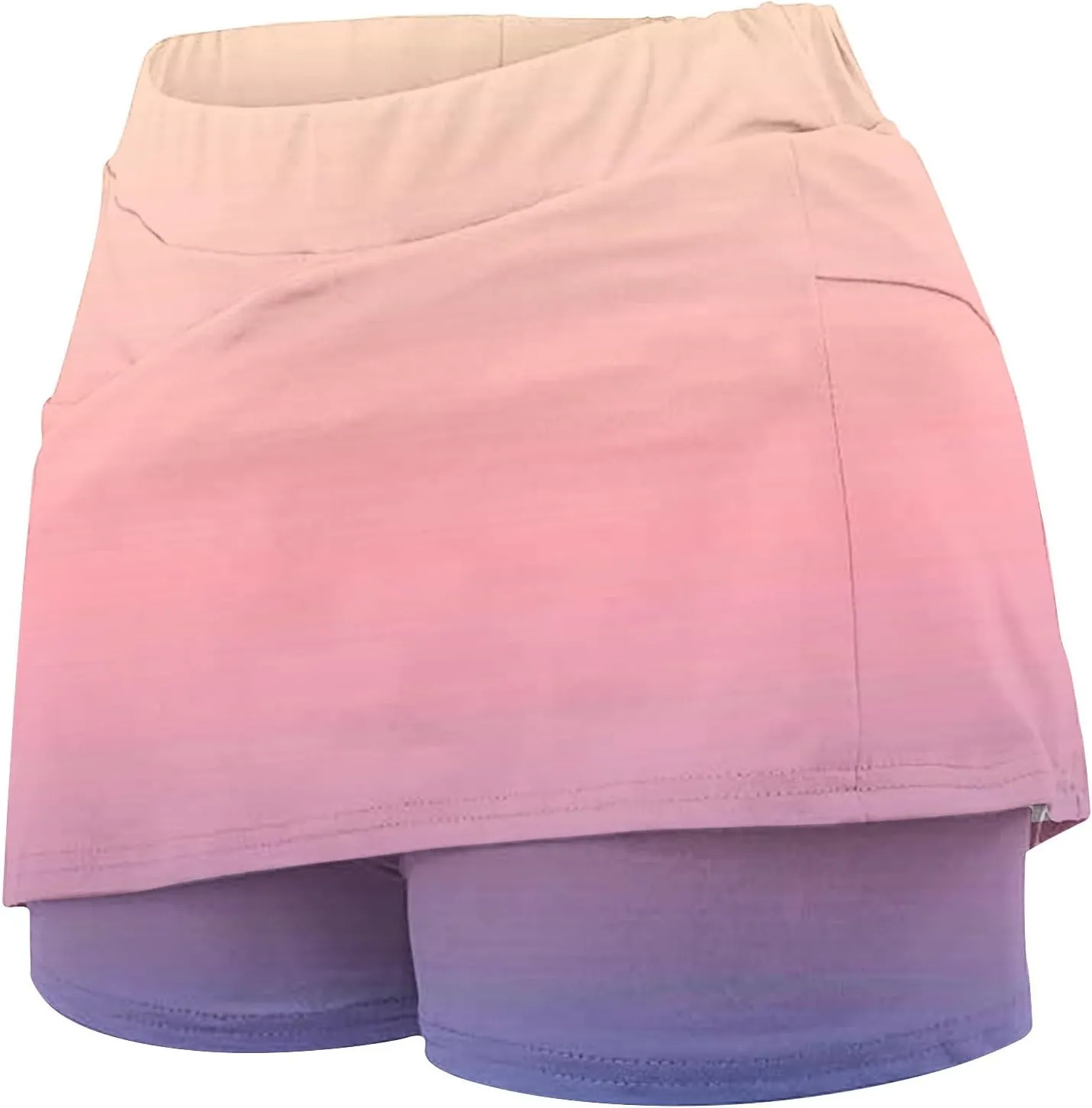 Womens Golf Skorts High Waist Athletic Skirt with Shorts Fashion Gradient Yoga Skirts Pants Summer Running Clothes