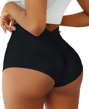 Women's High Waist Yoga Booty Shorts V Back Scrunch Gym Workout Spandex Dance Hot Pants Butt Lifting Rave Bottoms