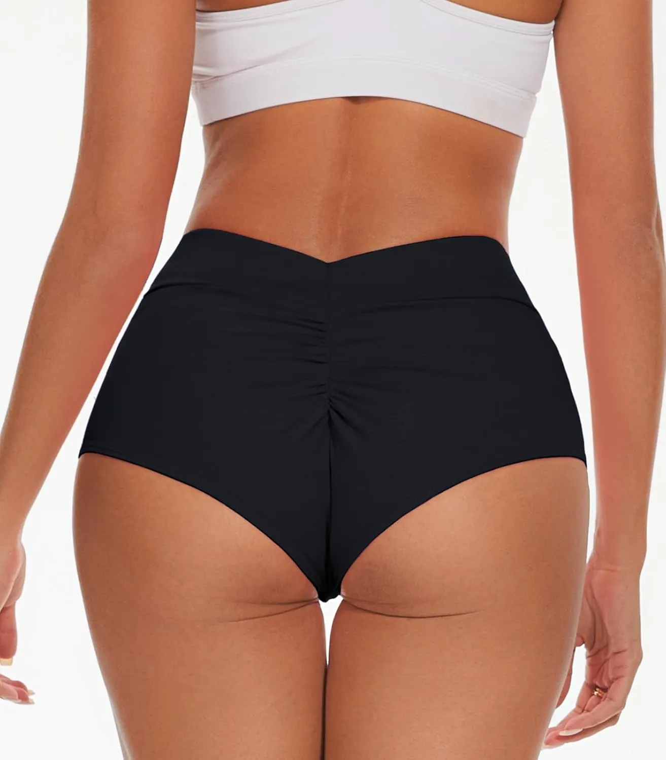Women's High Waist Yoga Booty Shorts V Back Scrunch Gym Workout Spandex Dance Hot Pants Butt Lifting Rave Bottoms