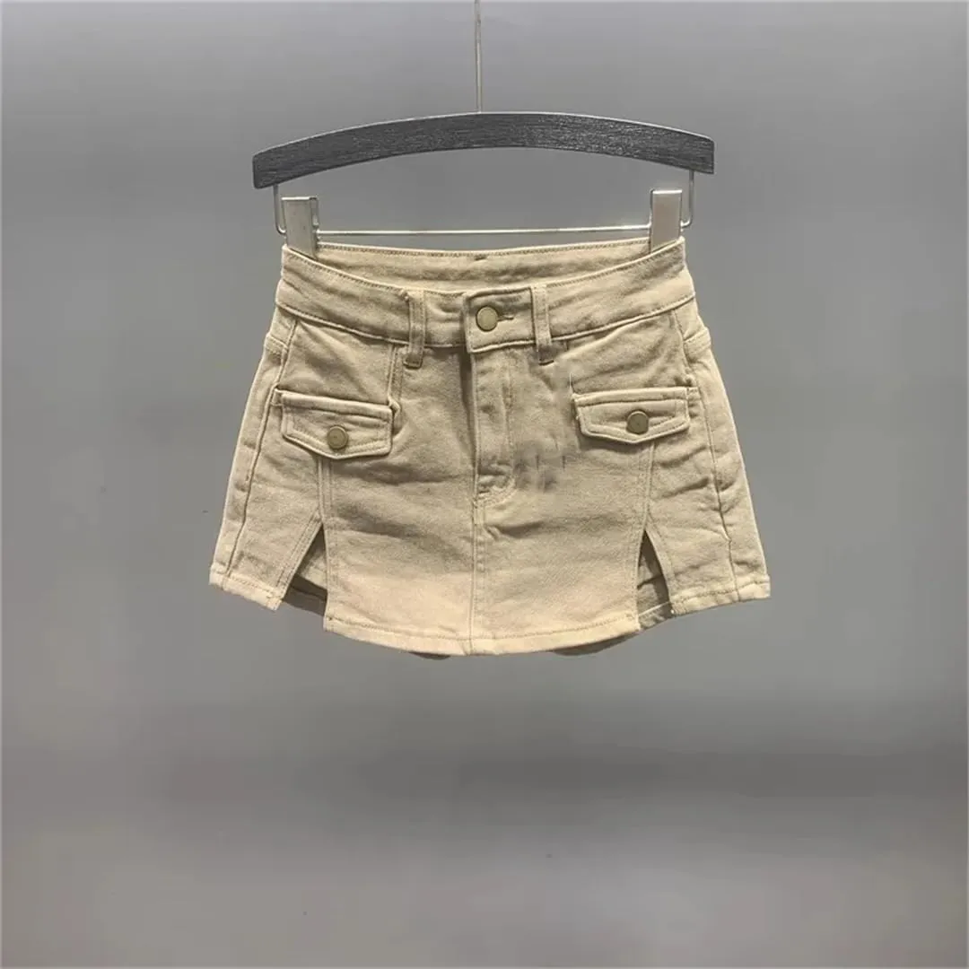 Women's High Waisted Denim Shorts Skirt Summer A-Line Short Skirt
