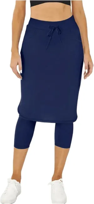 Womens Knee Length Tennis Skirts with Capri Legging Pants Yoga Golf Skorts Plus Size Athletic Workout Skirts Outfit