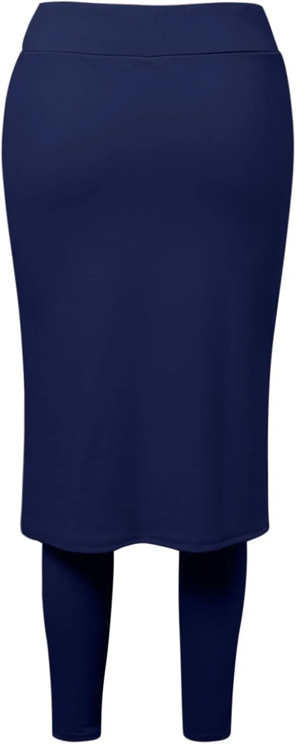 Womens Knee Length Tennis Skirts with Capri Legging Pants Yoga Golf Skorts Plus Size Athletic Workout Skirts Outfit
