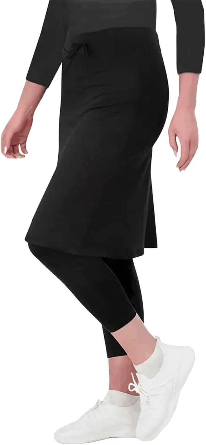 Womens Knee Length Tennis Skirts with Capri Legging Pants Yoga Golf Skorts Plus Size Athletic Workout Skirts Outfit