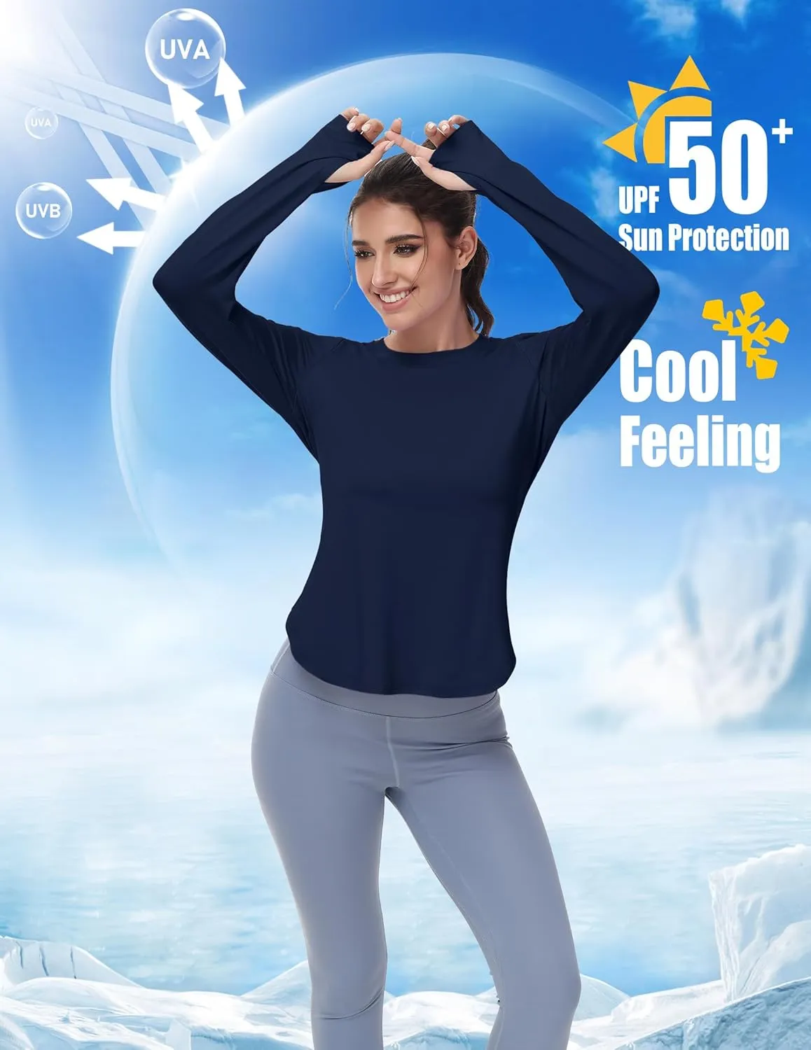 Women's Long Sleeve Workout Tops Running Yoga Athletic Hiking Casual Base Shirts Lightweight Quick Dry UPF 50 