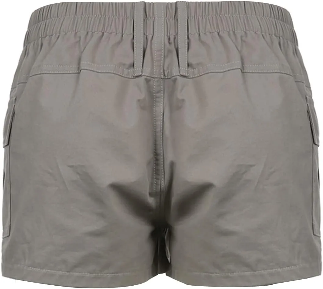 Women's Low Waist Cargo Shorts Slim-Fitted Elastic Casual Jean with Pockets Y2K Summer Short Hot Pants