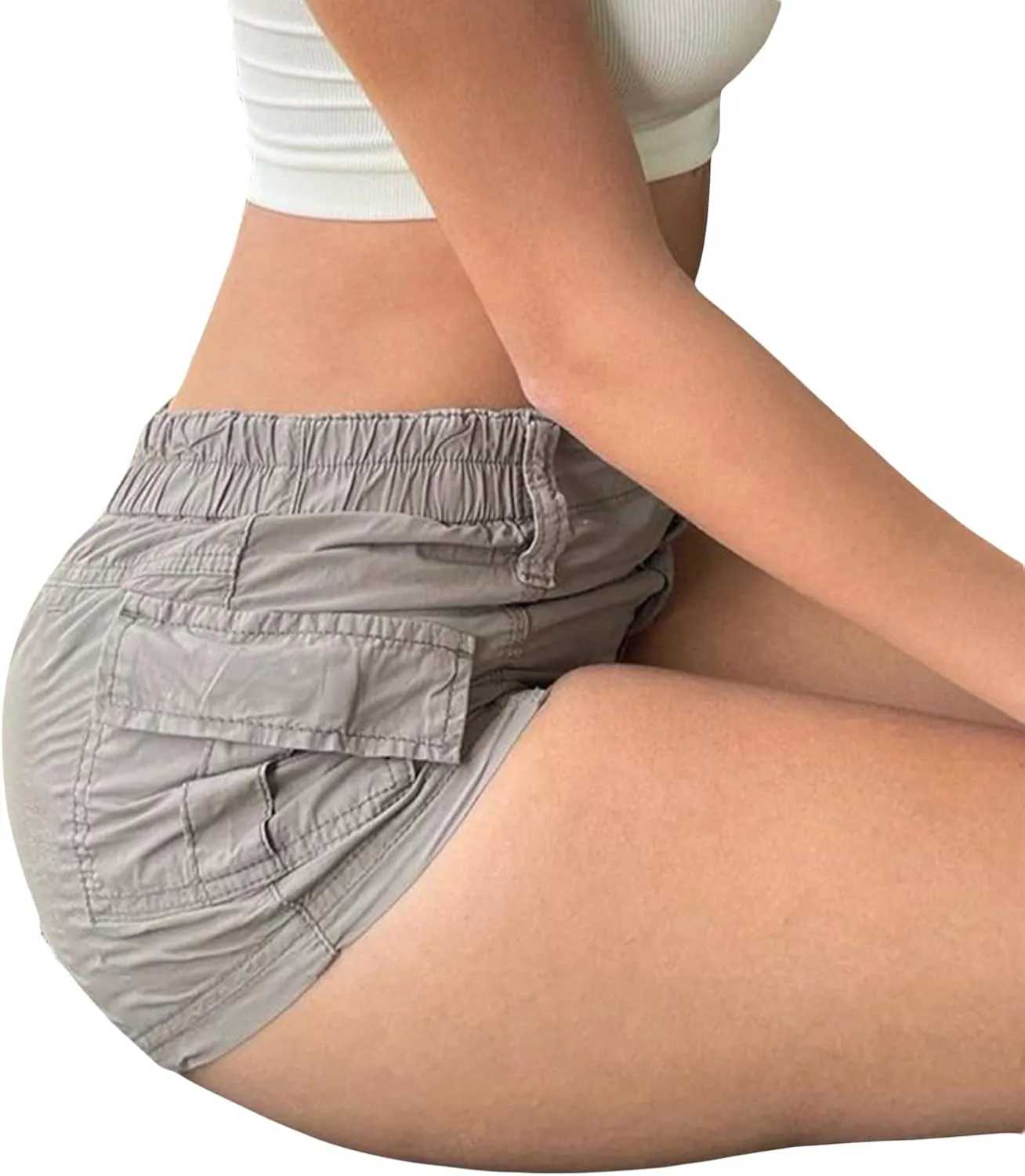 Women's Low Waist Cargo Shorts Slim-Fitted Elastic Casual Jean with Pockets Y2K Summer Short Hot Pants