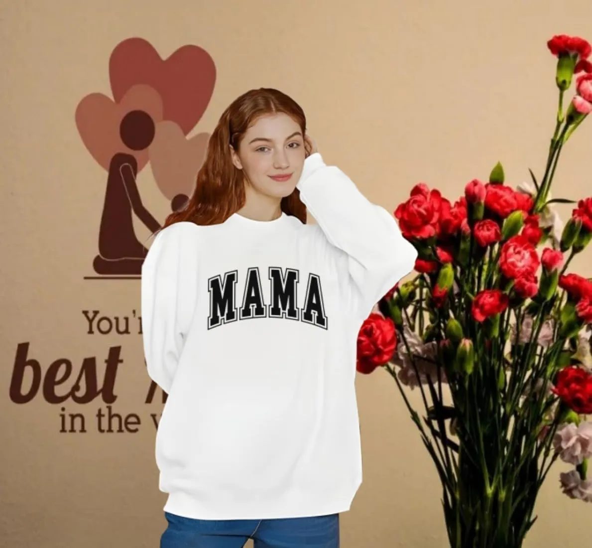 Womens Mama Sweatshirt Mom Life Shirt USA Sweatshirt Graphic American Flag Shirt Pullover Patriotic Sweater Tops