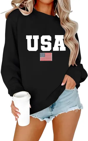 Womens Mama Sweatshirt Mom Life Shirt USA Sweatshirt Graphic American Flag Shirt Pullover Patriotic Sweater Tops