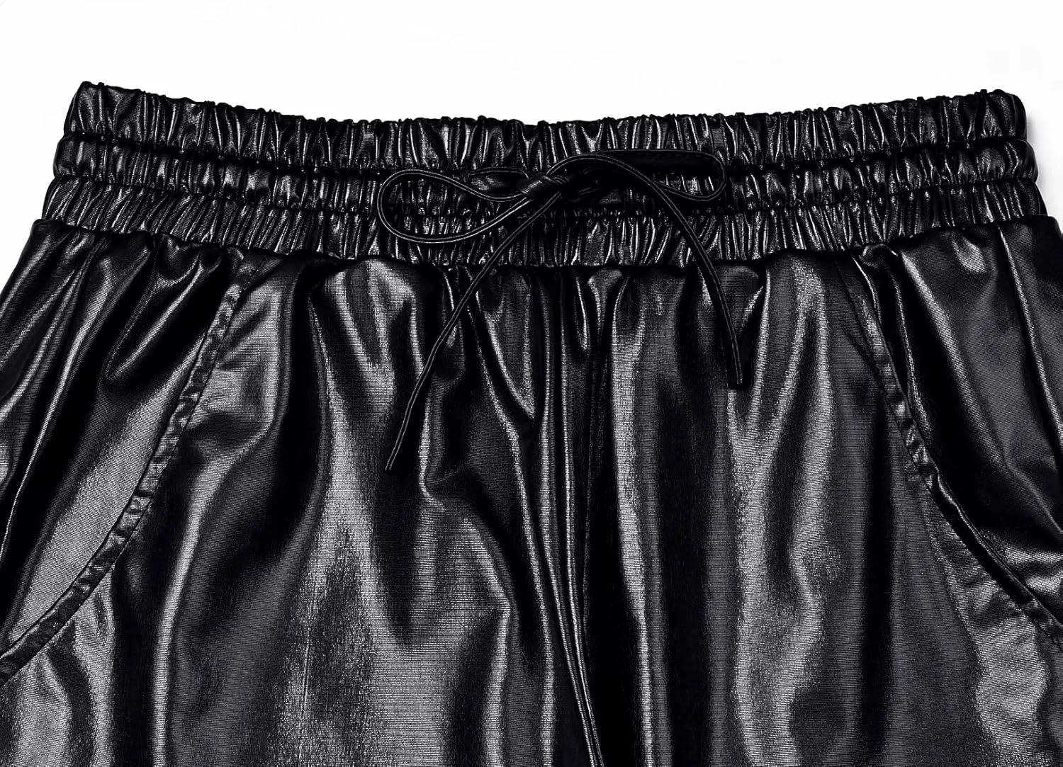 Women's Metallic Shorts Yoga Shiny Sparkly Hot Drawstring Outfit Short Pants