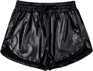 Women's Metallic Shorts Yoga Shiny Sparkly Hot Drawstring Outfit Short Pants