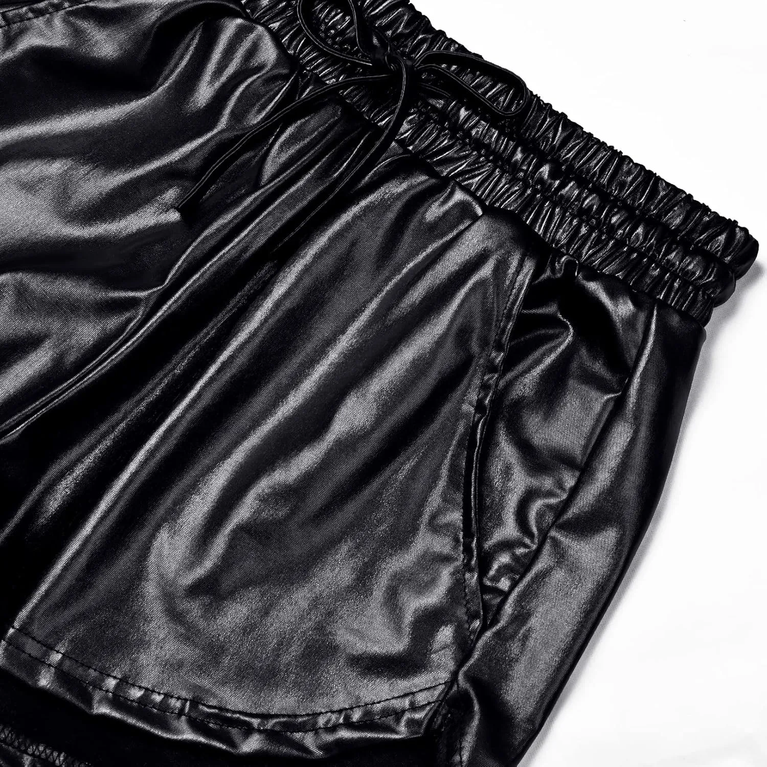 Women's Metallic Shorts Yoga Shiny Sparkly Hot Drawstring Outfit Short Pants