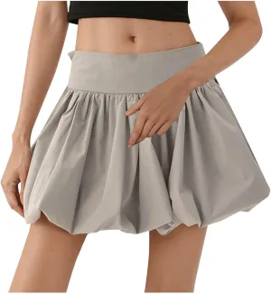 Women's Mid Waist Pleated Bubble Skirts Summer Cute Mini Skirt Sexy Casual Skorts 2025 Trendy Boho Skirt