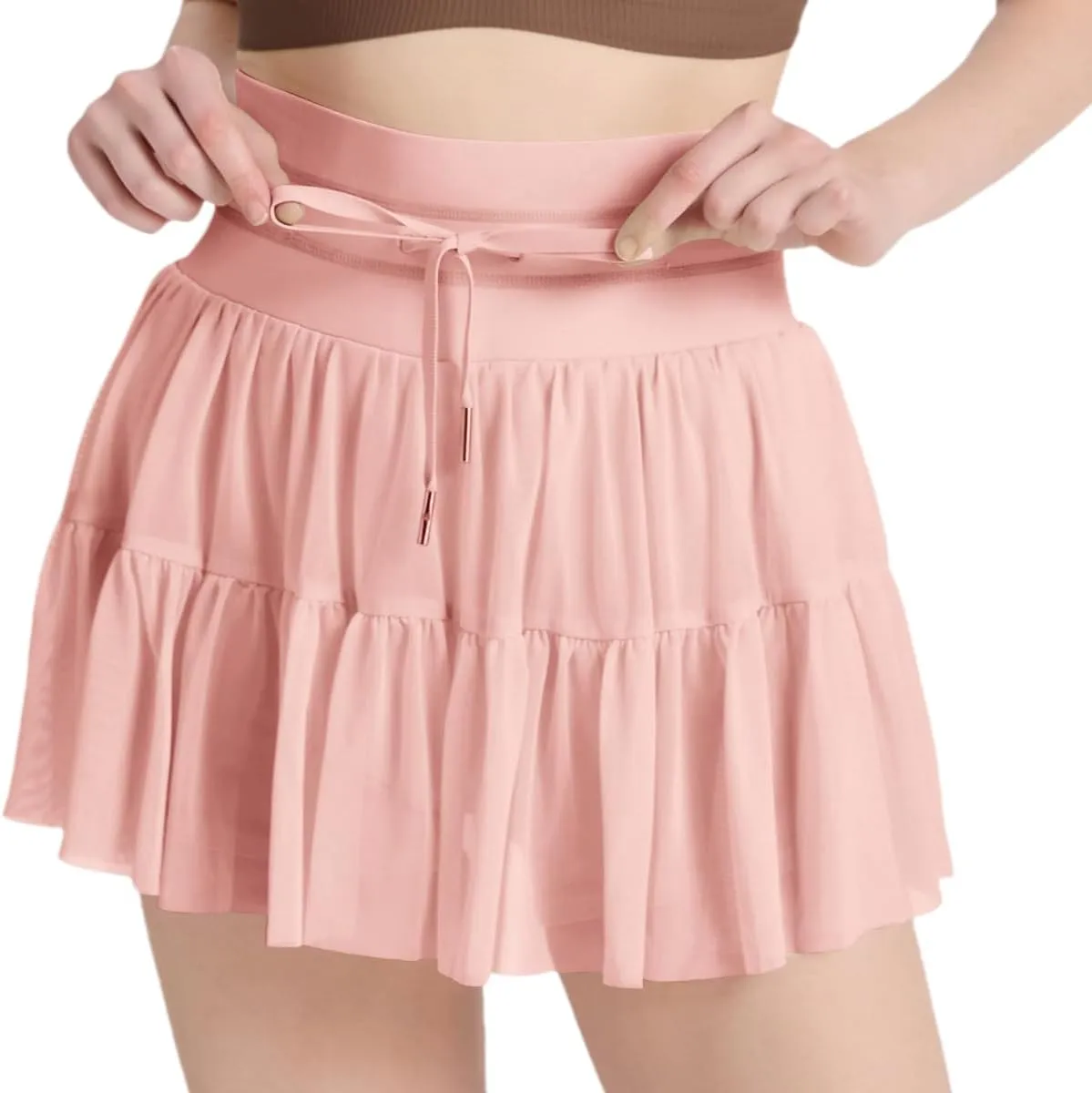 Women's Mini Pleated Skirt High Waisted Ruffle Tennis Skirts Sports Skater Running Skorts with Shorts Pockets