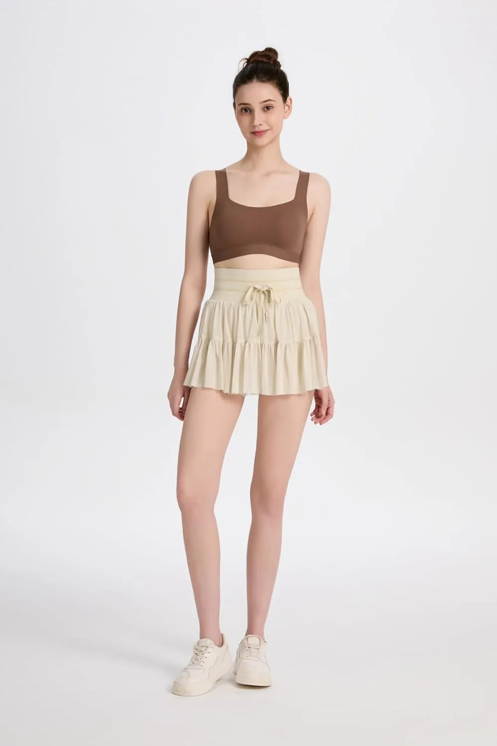 Women's Mini Pleated Skirt High Waisted Ruffle Tennis Skirts Sports Skater Running Skorts with Shorts Pockets